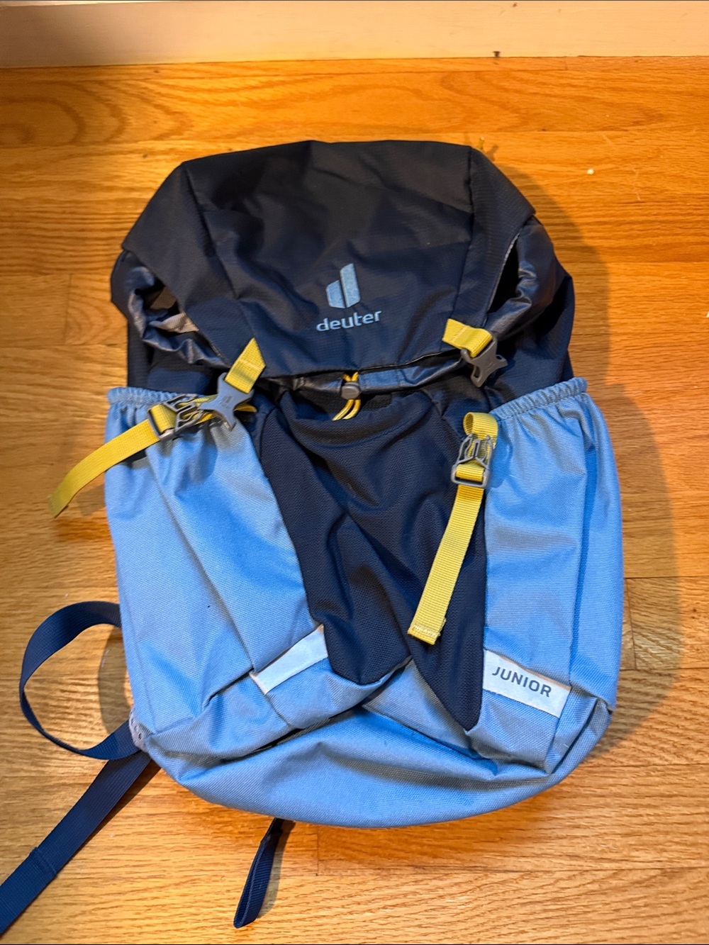 Deuter Junior Kids' Navy and Light Blue Backpack with Yellow Accents